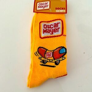 Pair of fun Oscar Mayer wiener mobile crew socks